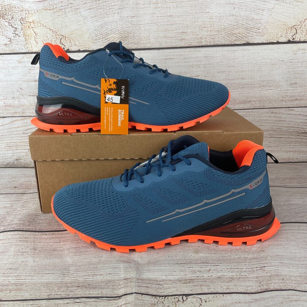 Kricely Mens Sz 11 Trail Running Shoes Blue Orange